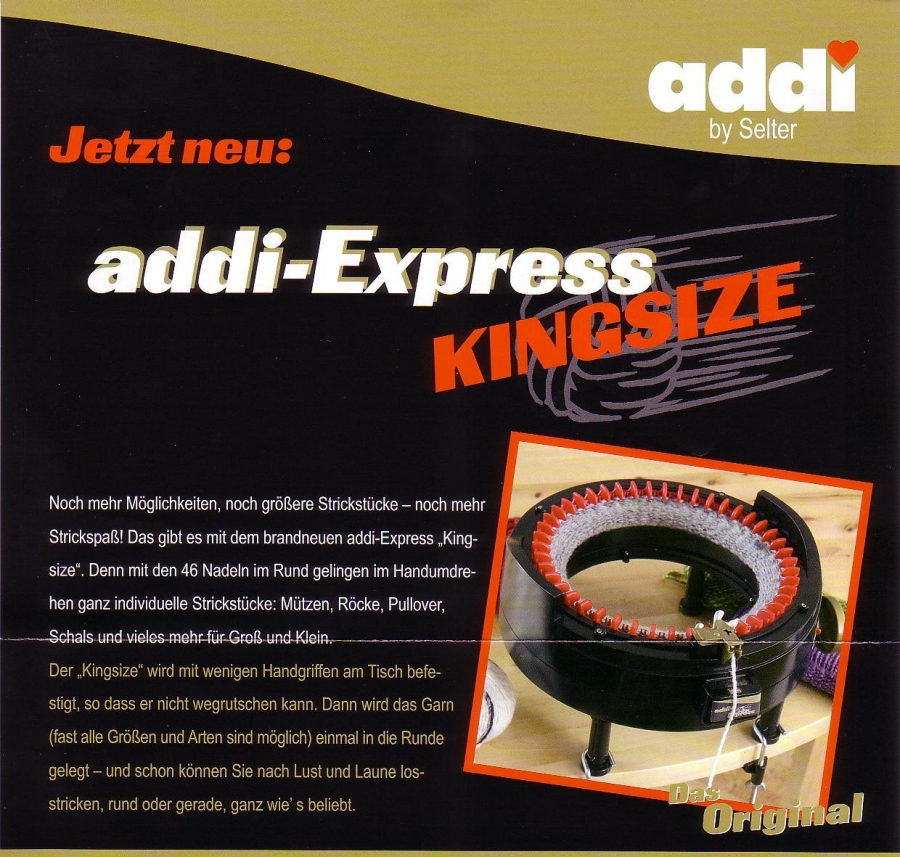 addi 890-2 Express King Size Knitting Machine with 46 Needles for
